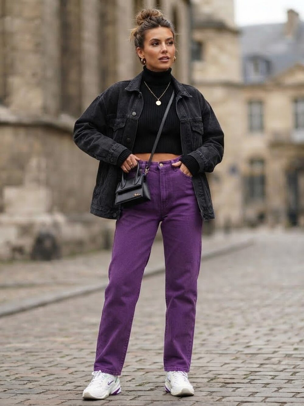 Vintage 90s Moda Int'l Purple High Rise Straight Leg Jeans 10 Cotton 27x30 USA